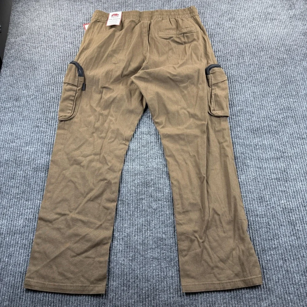 Ring Of Fire Pants Mens Medium Brown Joachim Cargo Elastic Waist Stretch Casual‎